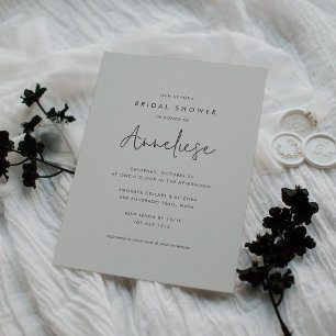 Boho Minimalist Handwritten Script Bridal Shower Invitation