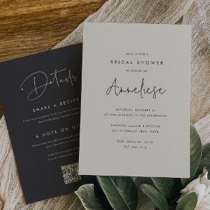 Boho Minimalist Handwritten Script Bridal Shower Invitation