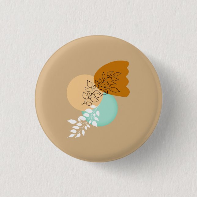 BOHO MINIMALIST LEAVES 3 CM ROUND BADGE (Front)