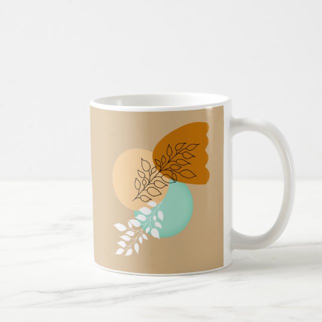 BOHO MINIMALIST LEAVES COFFEE MUG (Right)
