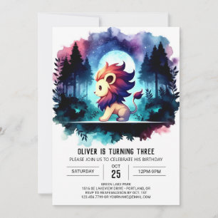 Boho Minimalist Lion Birthday Invitation