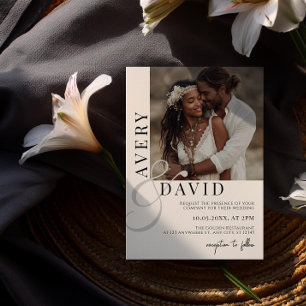 Boho Minimalist Modern Wedding Photo Arched Invitation