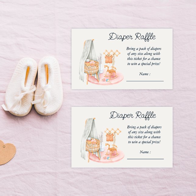 Boho Minimalist Nursery Girl Diaper Raffle Enclosure Card (Creator Uploaded)
