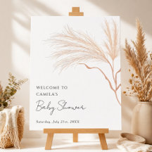 Boho Minimalist Pampas Grass Baby Shower Welcome