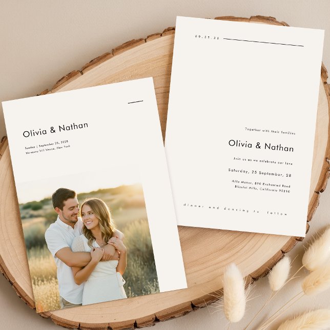 Boho Minimalist Photo Wedding Invitation (Creator Uploaded)