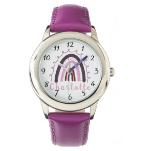 Boho Minimalist Rainbow With Personalised Name  Watch