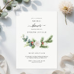 Boho Minimalist Script Evergreen Bridal Shower Invitation<br><div class="desc">Invite your loved ones with this boho minimalist script bridal shower invitation. Designed with elegant evergreen foliage and modern handwritten script,  this card is perfect for rustic,  woodland,  or Christmas celebrations. A simple yet stylish choice for a timeless bridal shower.</div>
