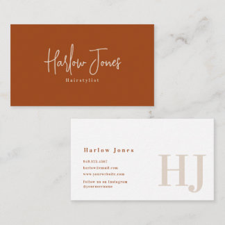 Boho Minimalist Signature Terracotta Business Card
