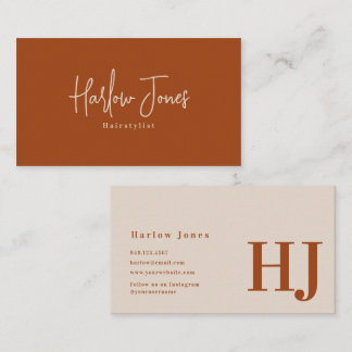 Boho Minimalist Signature Terracotta Business Card