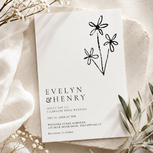 Boho Minimalist Simple Chic Wedding Invitation