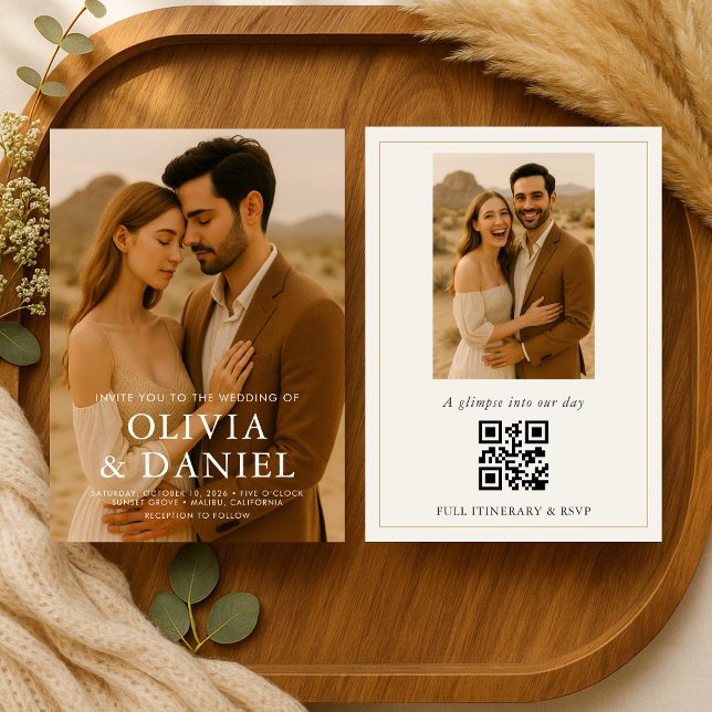 Boho Minimalist Simple Photo Wedding Invitation (Creator Uploaded)