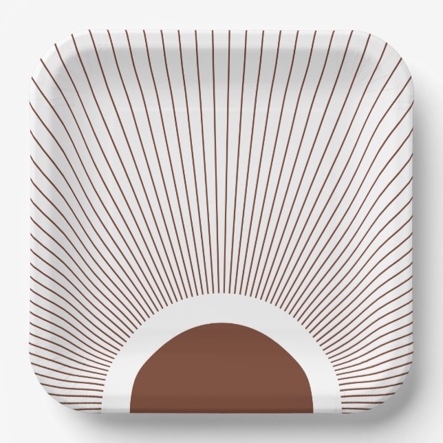 Boho Minimalist Sun Paper Plate (Front)