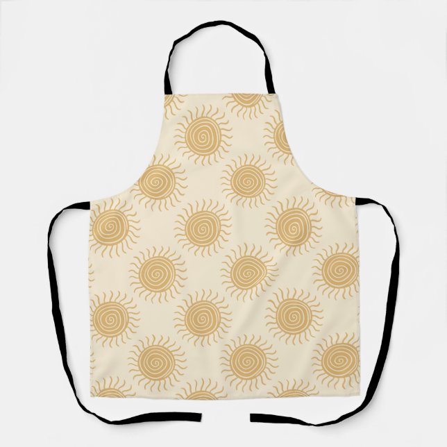 Boho Minimalist Sun Seamless Pattern Apron (Front)