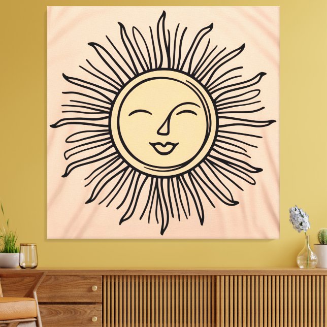 Boho Minimalist Sun Symbol Canvas – Modern Spiritu Print (Insitu(LivingRoom))