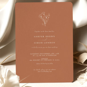 Boho Minimalist Terracotta Wedding Invitation