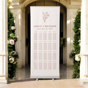 Boho Minimalist Terracotta Wedding Seating Chart Retractable Banner