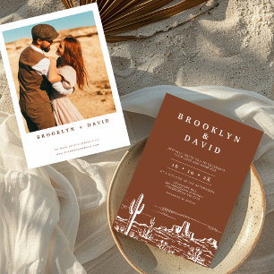 Boho Minimalist Terracotta Western Desert Wedding Invitation