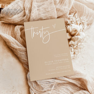 Boho Minimalist Thirtieth Birthday Party   Modern  Invitation