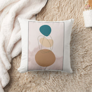 Boho Minimalist Throw Pillow – Soft Neutral Tones