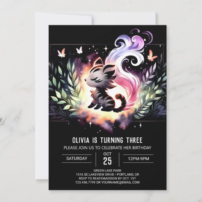 Boho Minimalist Tiger Birthday Invitation (Front)
