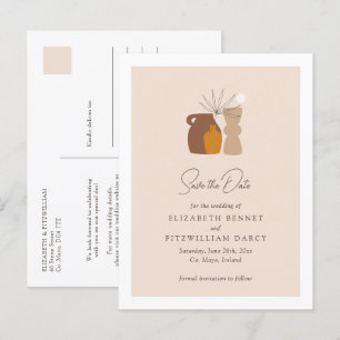 Boho Minimalist Vases Save the Date  Announcement Postcard