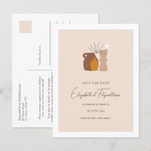 Boho Minimalist Vases Save the Date Announcement Postcard