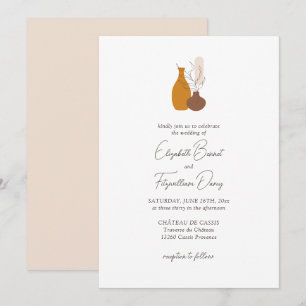 Boho Minimalist Vases Wedding  Invitation