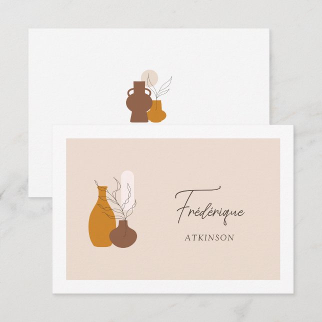 Boho Minimalist Vases Wedding Place Card (Front/Back)