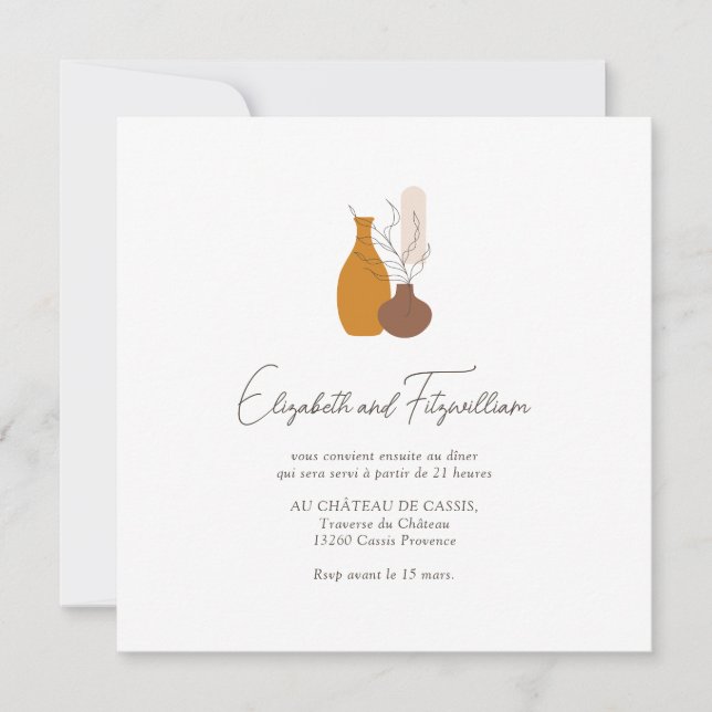 Boho Minimalist Vases Wedding Reception  Invitation (Front)
