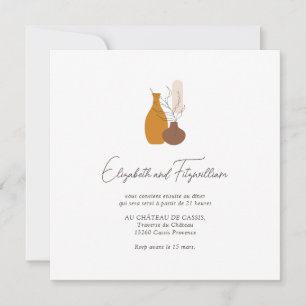 Boho Minimalist Vases Wedding Reception  Invitation