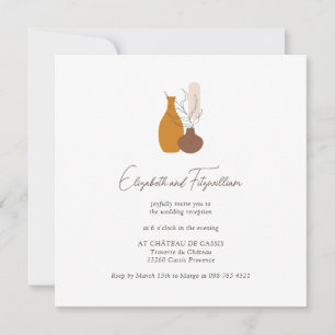 Boho Minimalist Vases Wedding Reception  Invitation