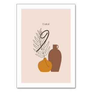 Boho Minimalist Vases Wedding Table Number Card