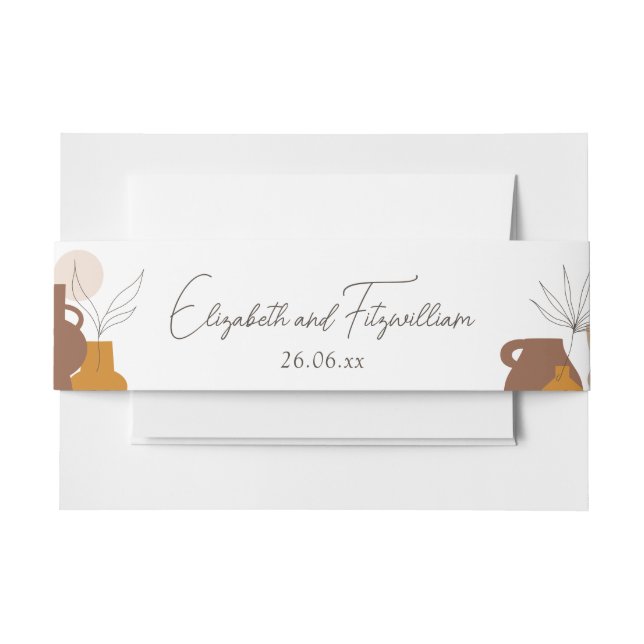 Boho Minimalist Vases Wraparound Invitation Belly Band (Front Example)