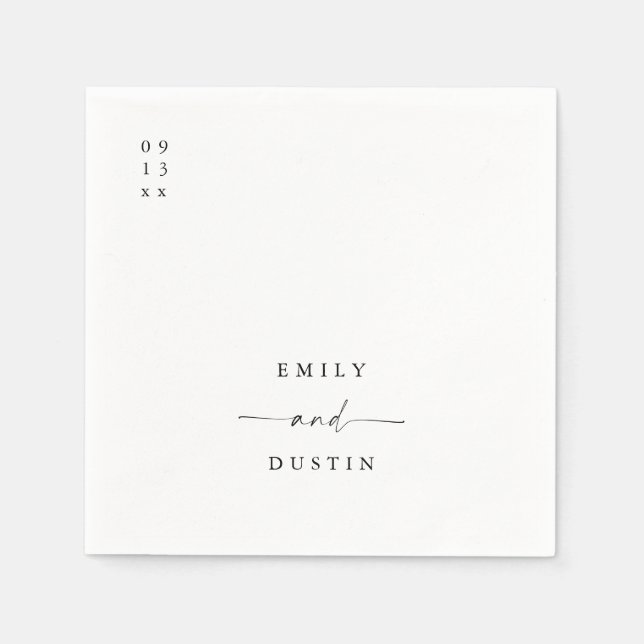 Boho Minimalist Wedding Cocktail Napkins (Front)