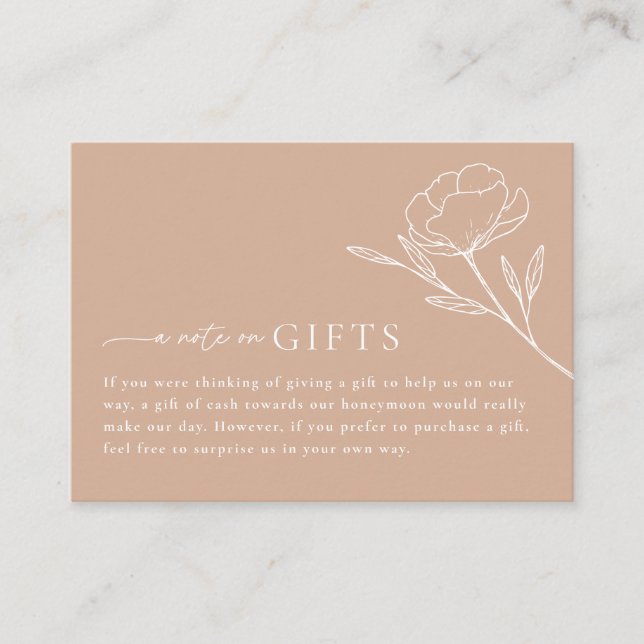 Boho Minimalist Wedding Wishing Well Gifts Card  (Front)