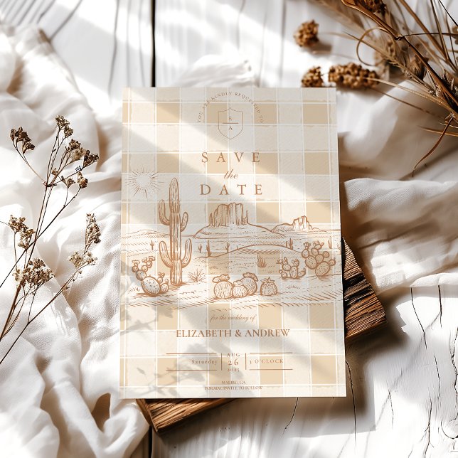Boho Minimalist Western Desert Wedding Save The Date (Creator Uploaded)