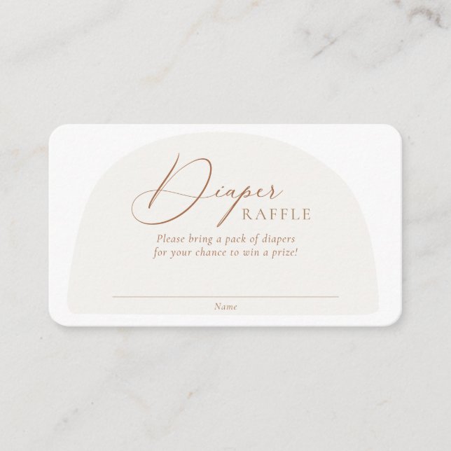 Boho Minimalistic Arch Neutral Diaper Raffle Enclosure Card (Front)