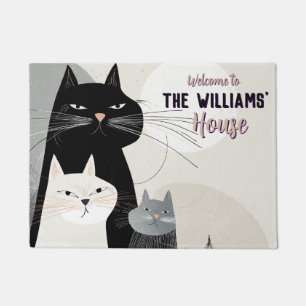 Boho Minimalistic Meow Cat Outdoor Mat 