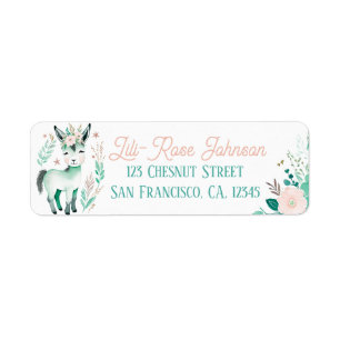Boho Mint Green Donkey Return Address Labels