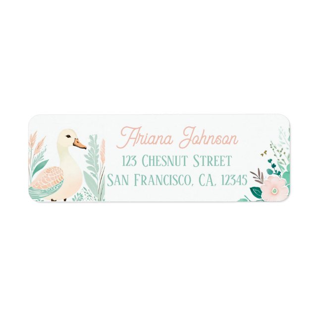 Boho Mint Green Goose Return Address Labels  (Front)
