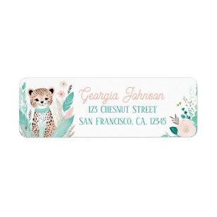 Boho Mint Green Leopard Return Address Labels 