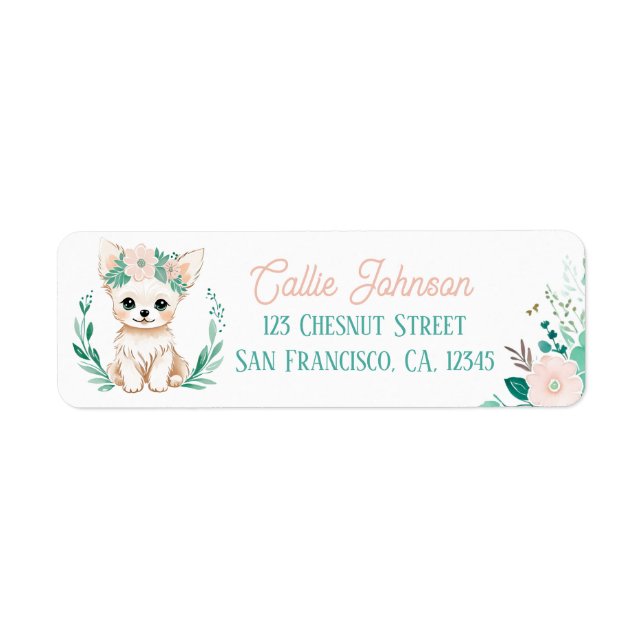 Boho Mint Green Puppy Chihuahua Return Address  (Front)