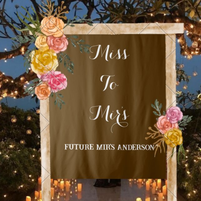 Boho "Miss to Mrs" Custom Bridal Shower Backdrop Tapestry (Creator Uploaded)
