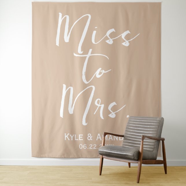 Boho Miss to Mrs Wedding Bridal Shower Backdrop Tapestry (In Situ)
