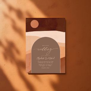Boho Mocha Mousse Earthy Modern Wedding Photo Invitation