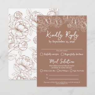 Boho Mocha Mousse Modern Wedding Meal Options and RSVP Card