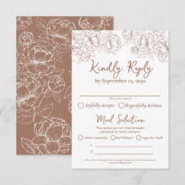 Boho Mocha Mousse Modern Wedding Meal Options and RSVP Card