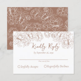 Boho Mocha Mousse Romantic Floral Wedding RSVP Card