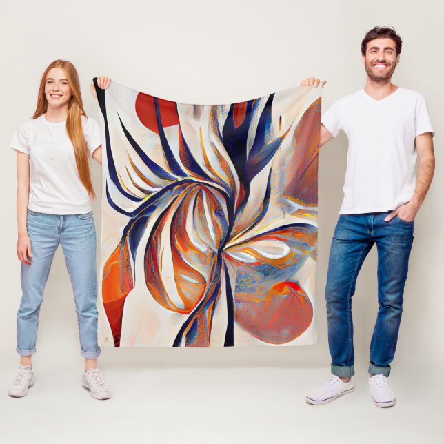 Boho Modern Abstract Artwork Fleece Blanket (In Situ)