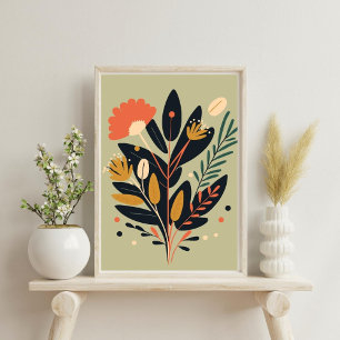 Boho Modern Abstract Botanical Flower Poster